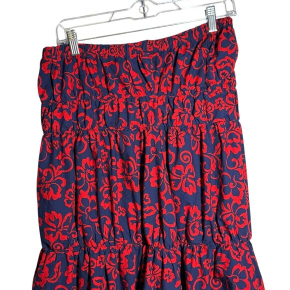 Sundry Anthropology Womens Red & Navy Floral Tiered Maxi Skirt Aloha Floral sz 2 - Picture 2 of 7